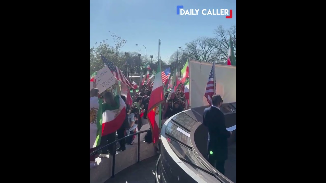Demonstrators in D.C. celebrate U.S. military action in Iran, with &ldquo;YMCA&rdquo; blaring