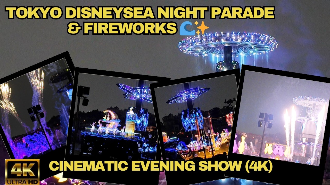 Tokyo DisneySea Night Parade & Fireworks 🌊✨ | Cinematic Evening Show (4K) #disneysea #japan #travel