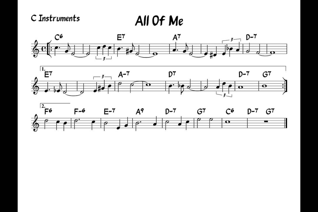 All of me - Play along - C version