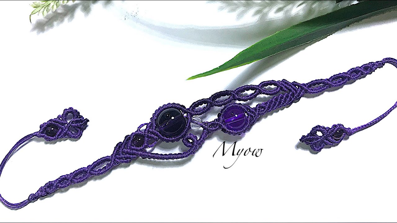 MACRAME BRACELET WITH DIFFERENT SHADES OF PURPLE BEADS - MYOW 152