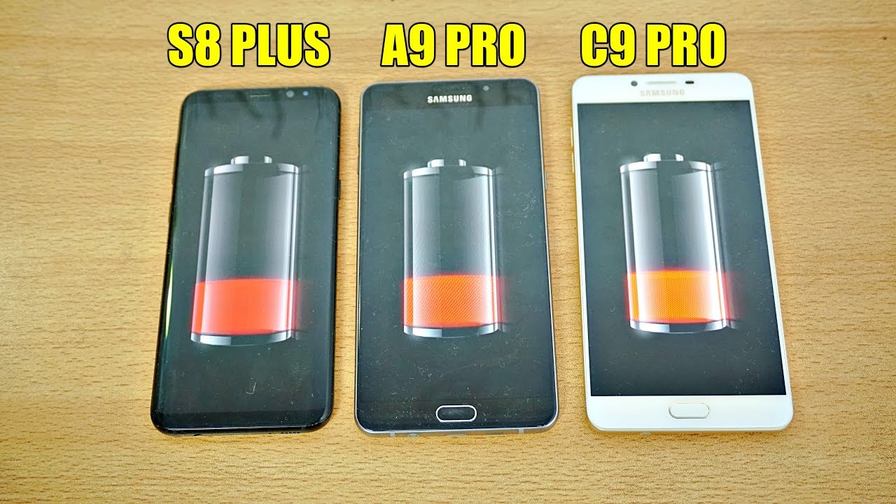 Samsung Galaxy S8 Plus vs A9 Pro vs C9 Pro - Battery Drain Test! (4K)