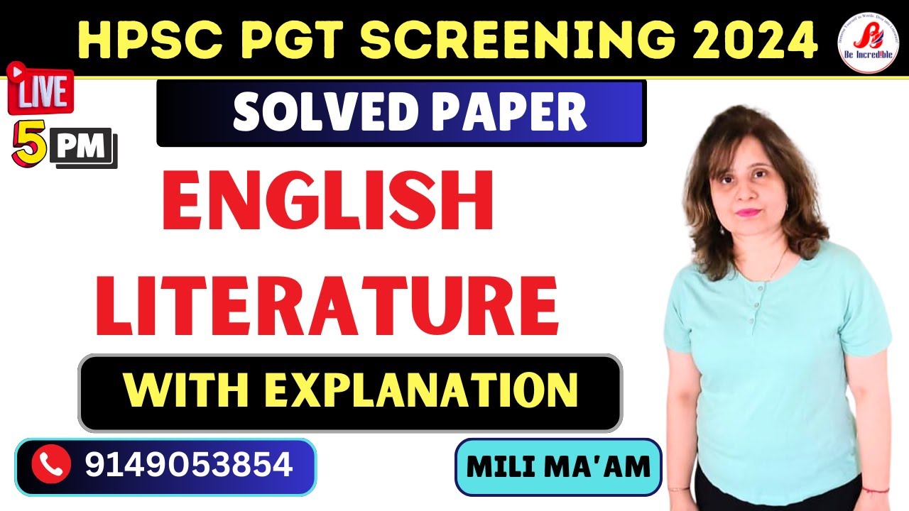 🟥SOLVED PAPER - HPSC PGT ENGLISH 2024