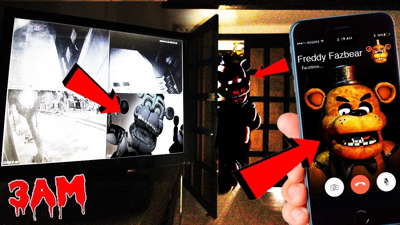 (CAUGHT ON SECURITY CAMERAS) CALLING FREDDY FAZBEAR ON FACETIME AT 3 AM! FNAF GAME IN REAL LIFE!
