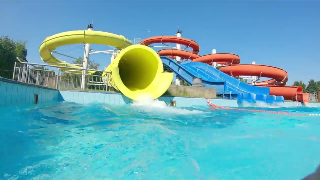 Ajka Kristályfürdő Water Slides | 4K