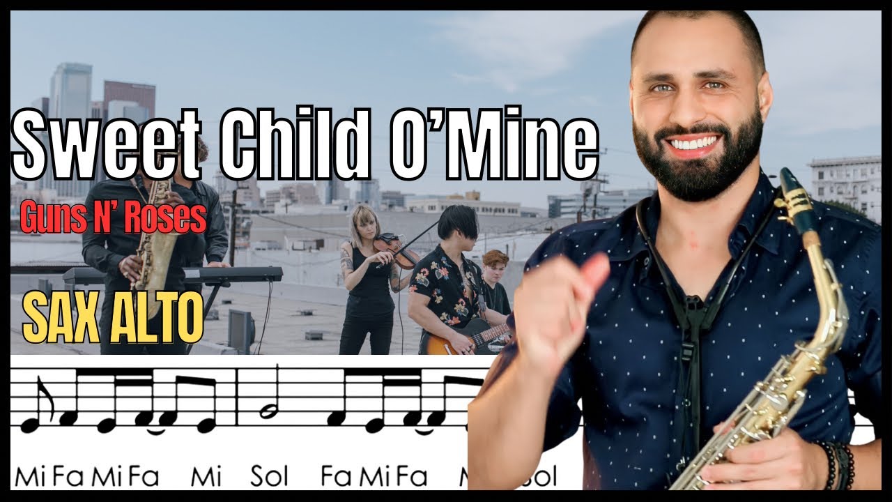 • Sweet Child O’Mine | Partitura simplificada com notas - Sax Alto 🎷