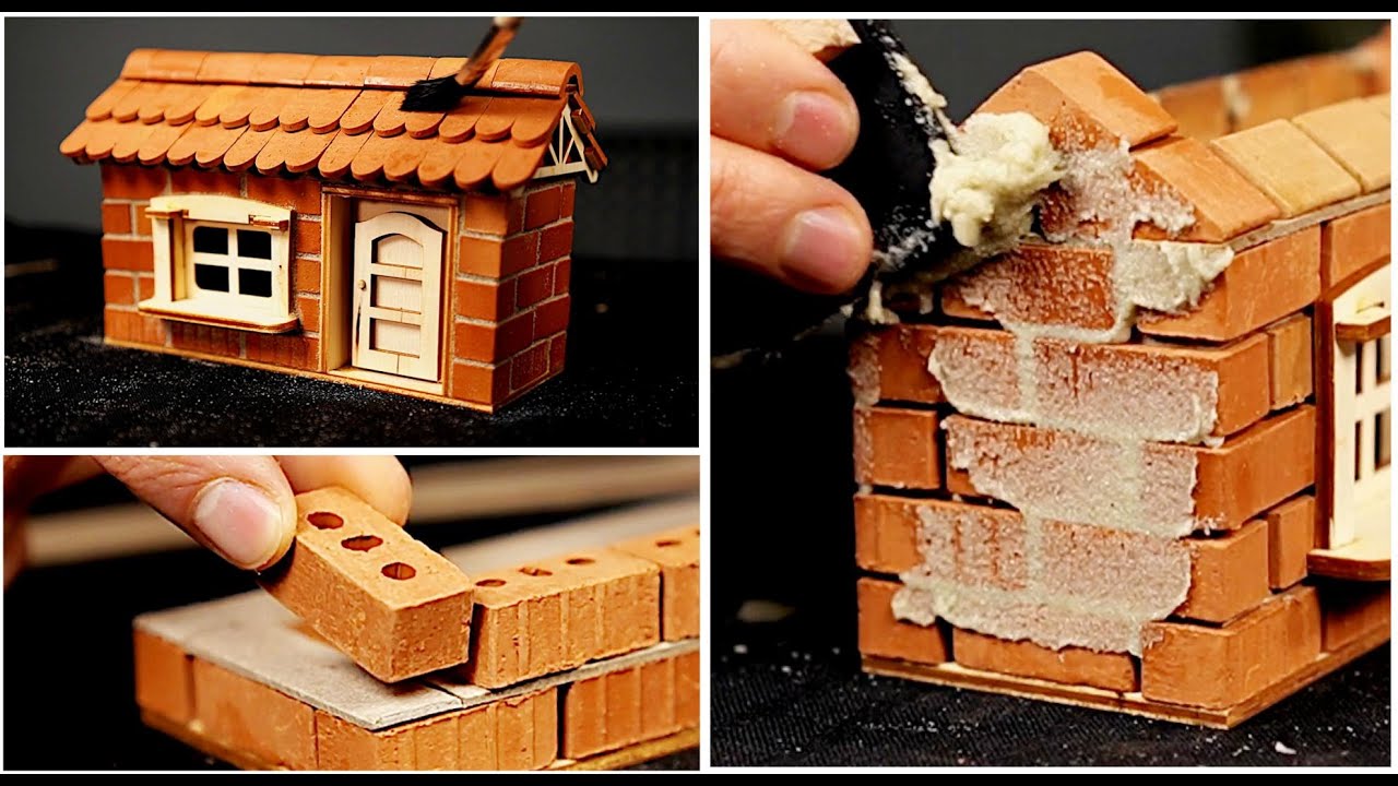 ASMR Building a miniature house brick by brick