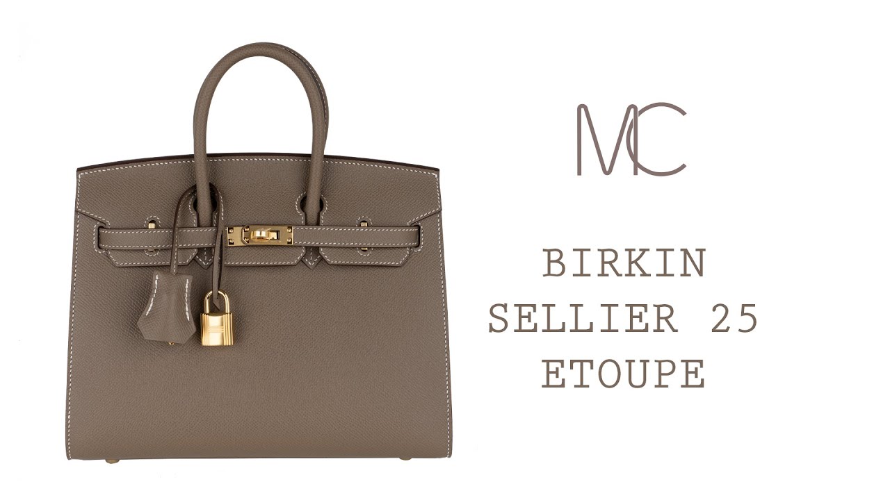 Hermes Birkin Sellier 25 Etoupe Gold Hardware Epsom Leather • MIGHTYCHIC •