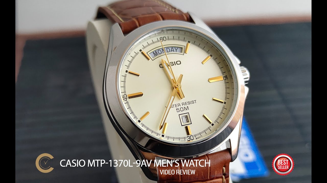 Casio MTP-1370L-9AV Analog Quartz Men's Wrist Watch in Brown 🤎 Leather & Golden Dial