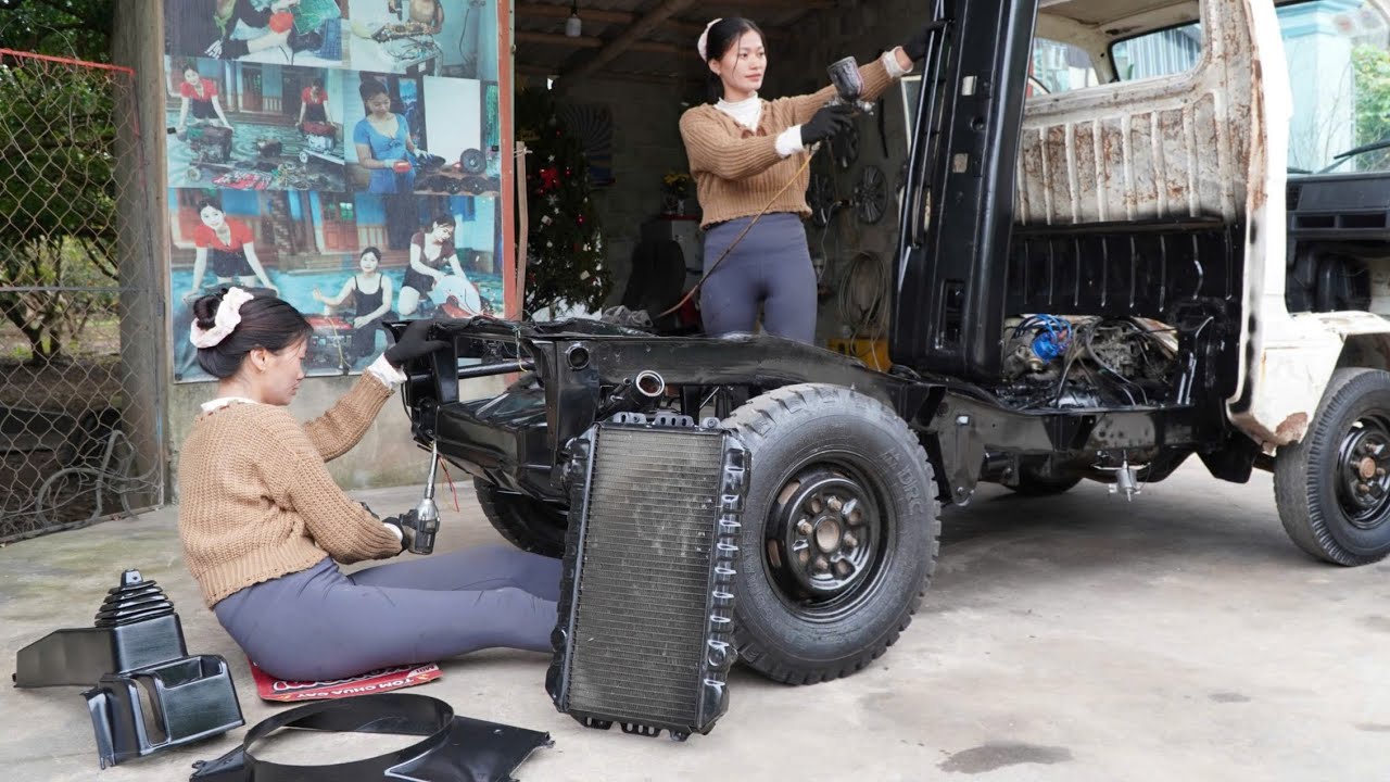 Girl's challenge: Repair and restore the chassis and fuel system of a Suzuki (500kg) truck.