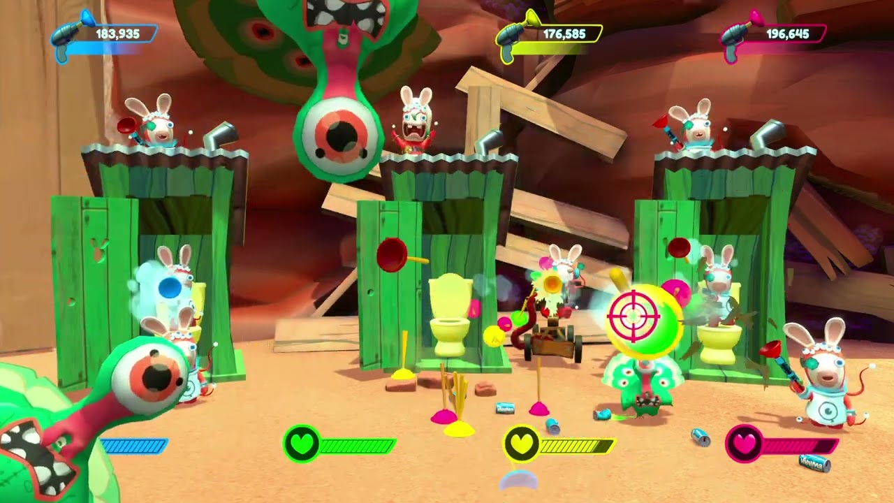 Rabbids Hollywood arcade gameplay #6: Bwouter Space as 4 Players