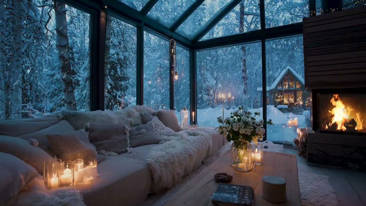 🎹 Soft Winter Meditation Piano ❄️🔥 | Snowfall, Candles & Fireplace | 3 Hours to Relax & Restore