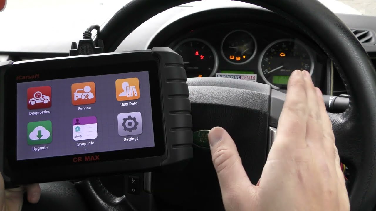 iCarsoft CR MAX Diagnose & Reset Land Rover Discovery Engine ABS Airbags Fault Warning Lights