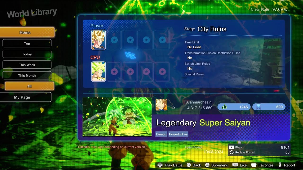 DRAGON BALL: Sparking! ZERO Custom Battle, World Library, Legendary Super Saiyan 2.0