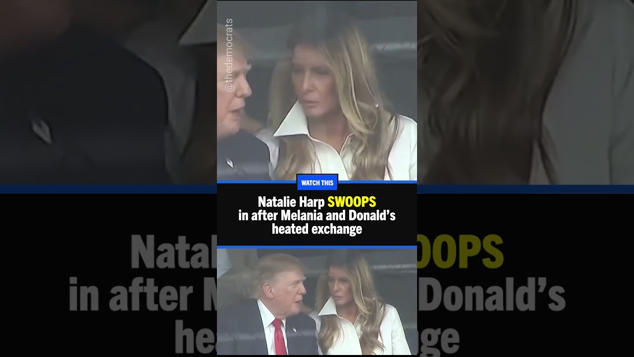 WATCH: Melania Trump leaves abruptly as Natalie Harp approaches Donald Trump