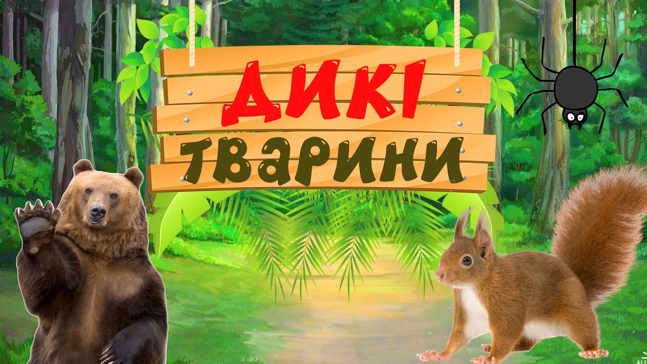 Дикі тварини для дітей. Навчальне відео з голосами та звуками тварин