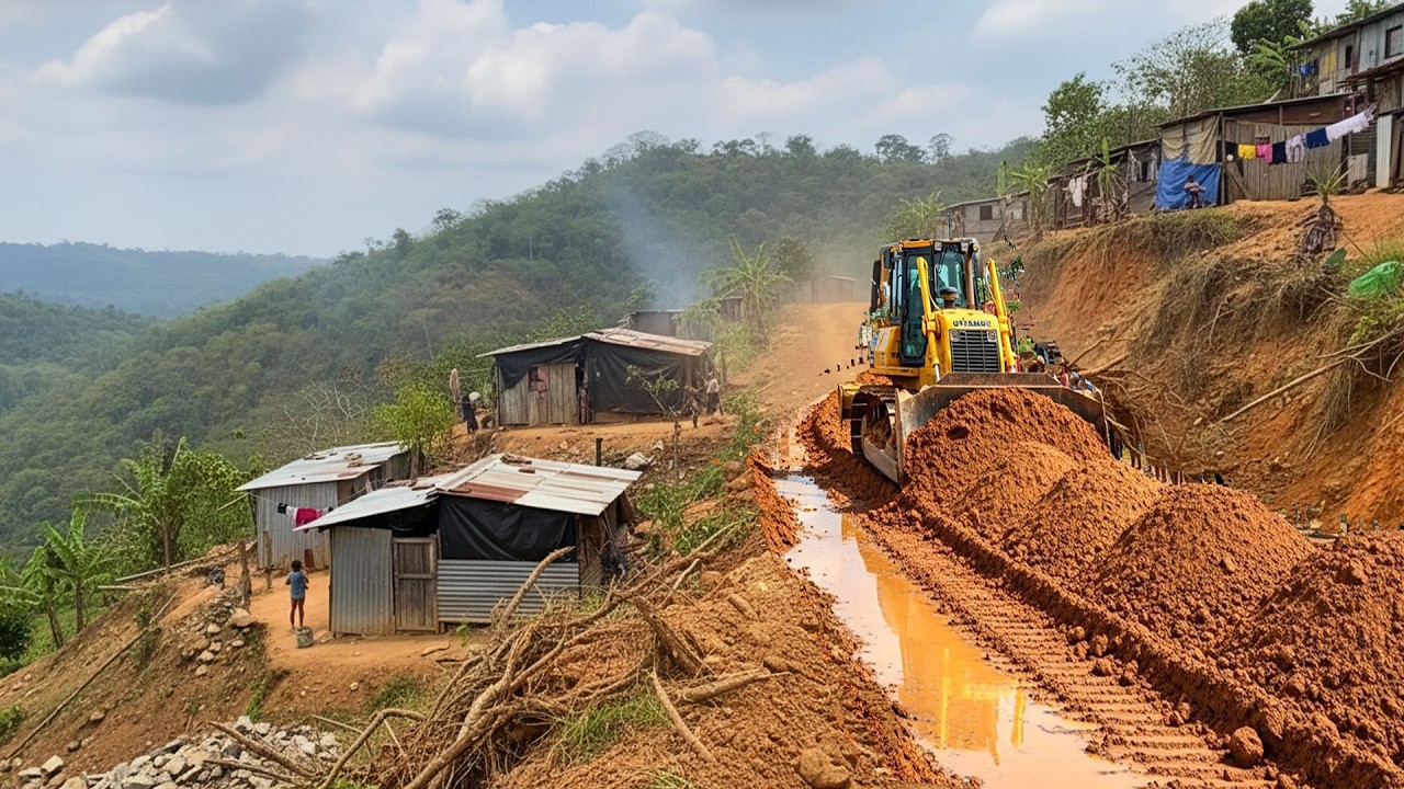 The Wonders Of Machinery Helped The Poor People On The Mountain, Dozer vs Hard Soil in Remote Area.