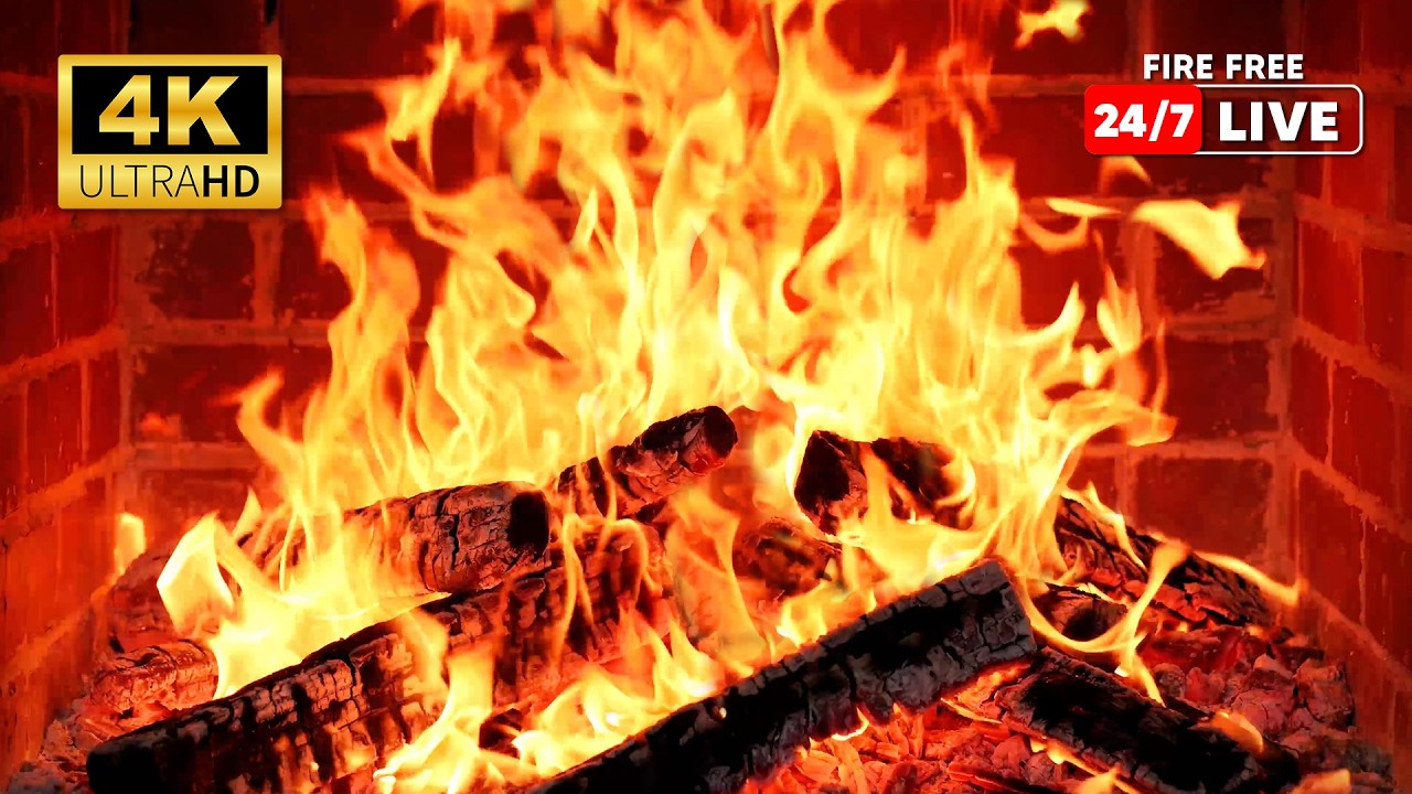 24/7 LIVE Cozy Crackling Fireplace 🔥 Burning Logs & Crackling Fire Sounds for Peaceful Sleep