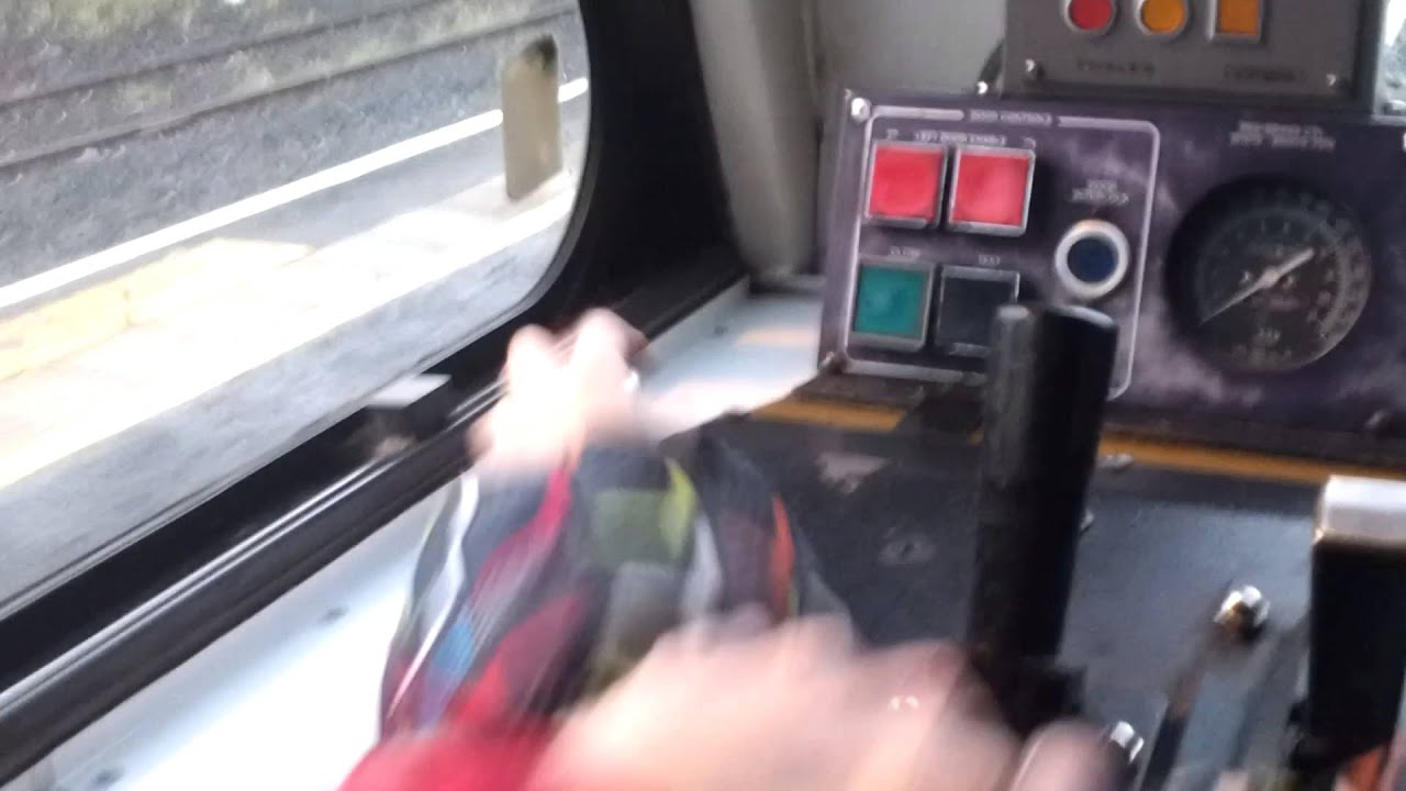 Cab view of enterprise train at Central Station Belfast