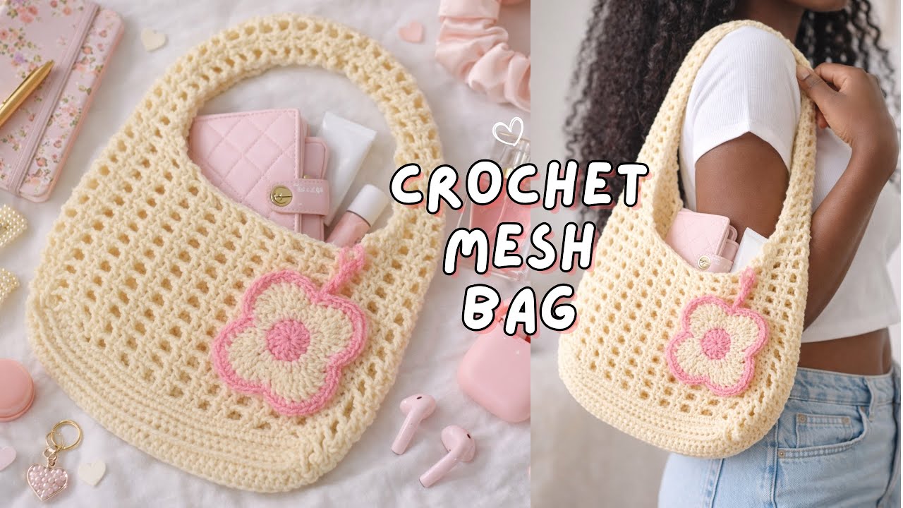Crochet Mesh Tote Bag Tutorial, Crochet Tote Bag for Beginners 