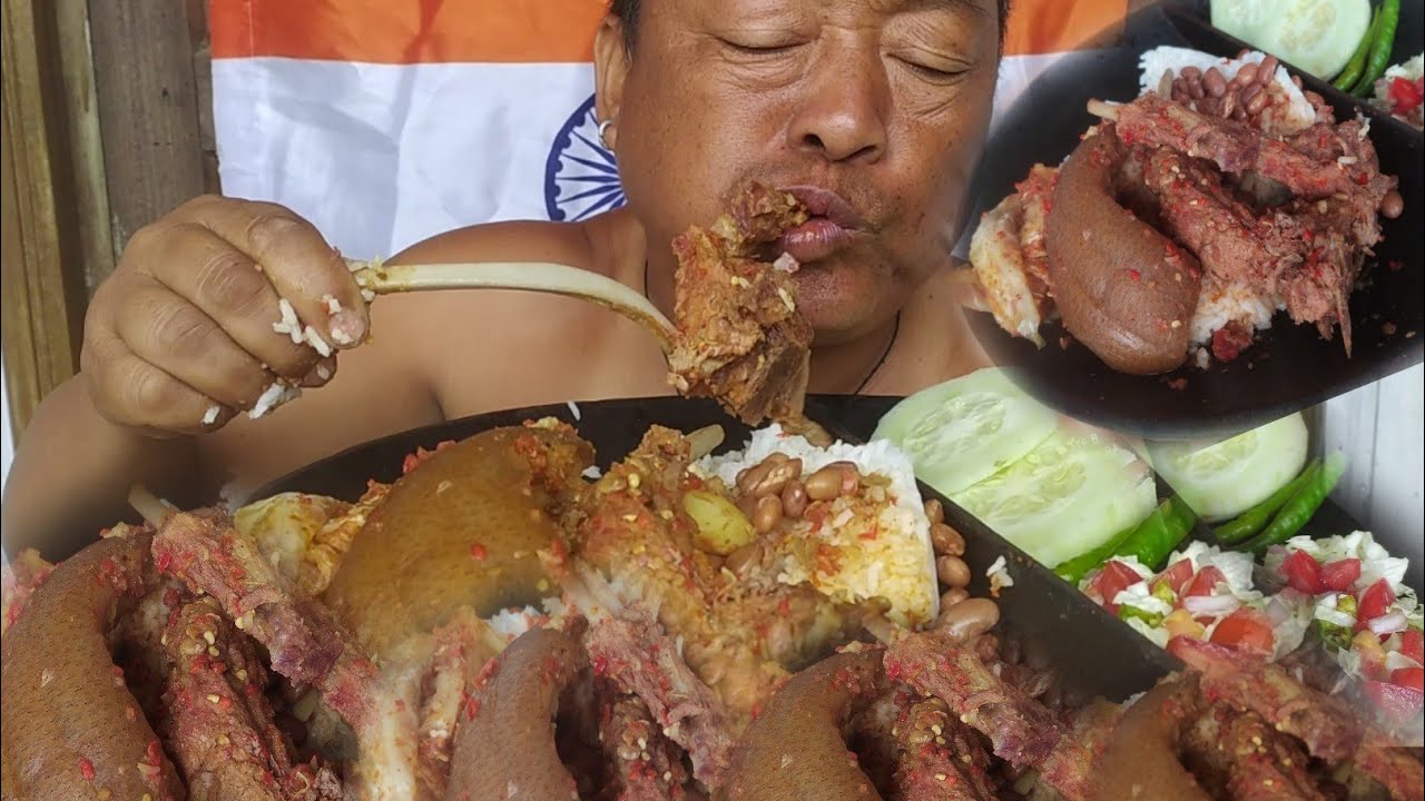 Eating deliciously spicy🌶 pork cooked with axone &kholar+cucumber🥒 ||Naga mukbang|| Khips vlog...