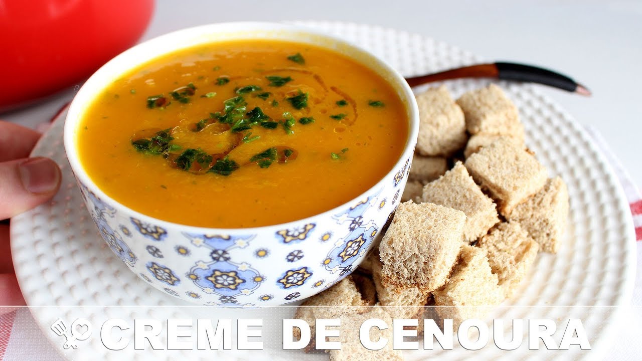 SOPA CREMOSA DE CENOURA COM GENGIBRE - RECEITA SEM CARNE - RECEITAS QUE AMO