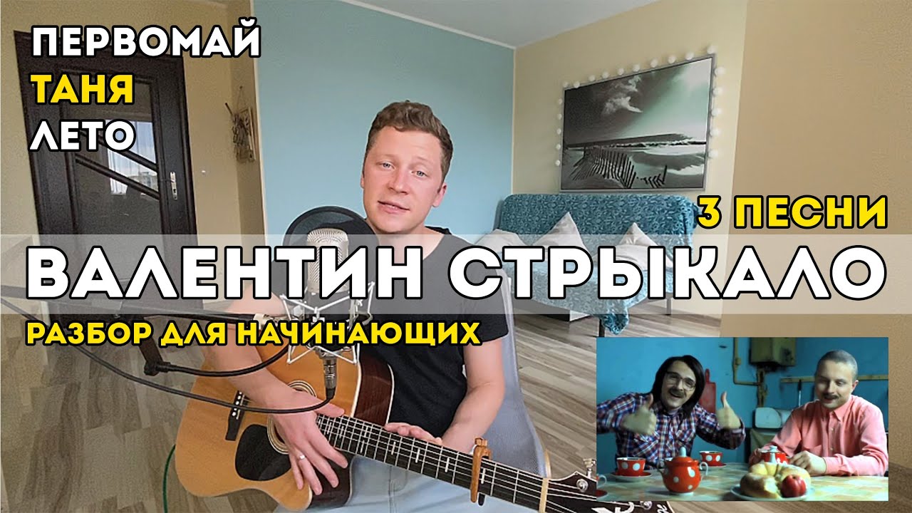 Валентин Cтрыкало - Первомай, Таня и Лето (разбор на гитаре для начинающих)