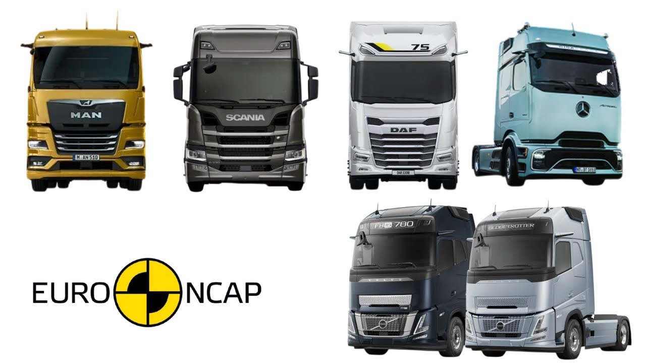 2025 MERCEDES ACTROS L, VOLVO FH, SCANIA G, MAN TGX, DAF XF Safety Tests