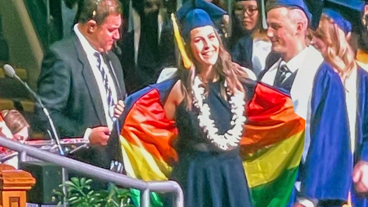 BYU student flaunts rainbow pride colors during graduation