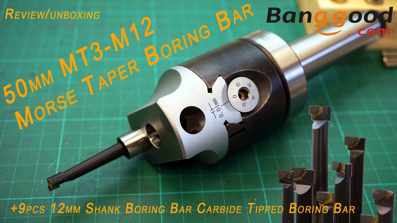 50mm MT3-M12 Morse Taper Boring Bar [boring head]  banggood Unboxing, Review and first test