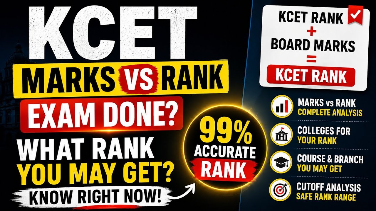 KCET 2026 Marks vs Rank 🔥 99% Accurate Rank Prediction After Exam!