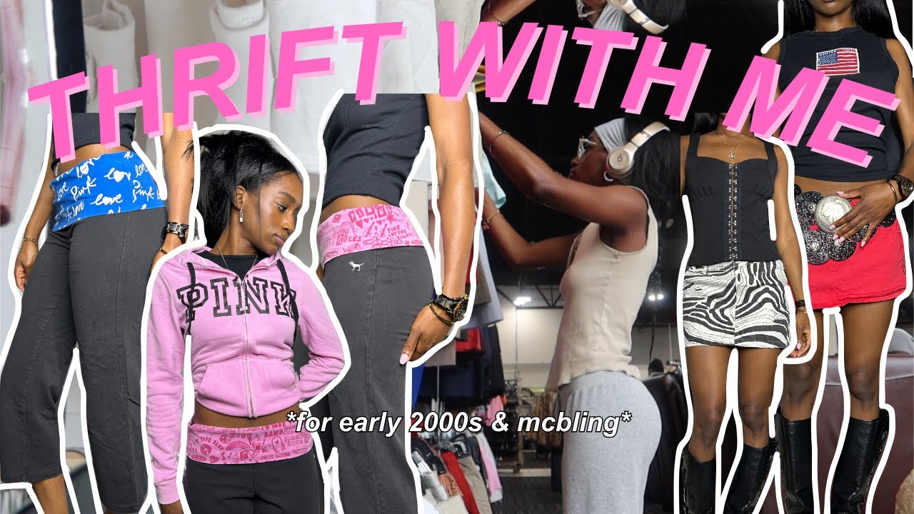 THRIFT WITH ME ♡ searching for early 2000s & mcbling! (2 stores in 1 day & try on haul) ft. niidor