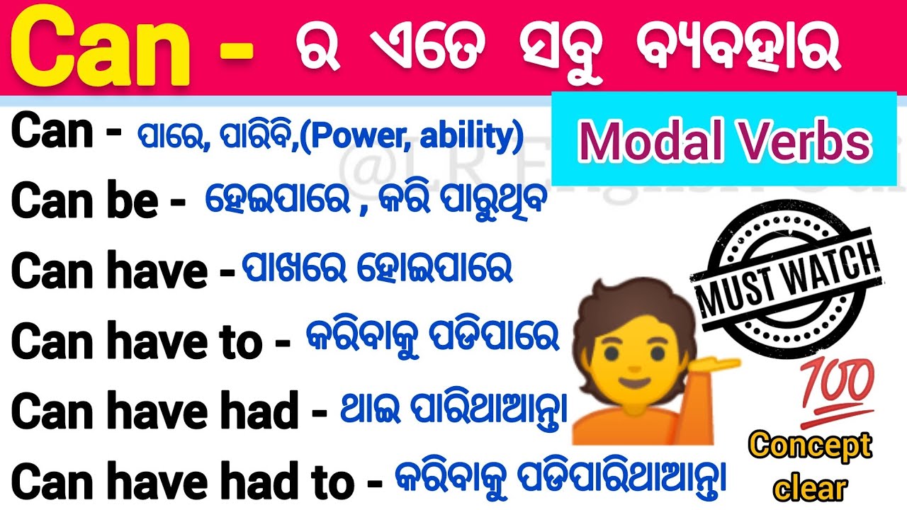 Can Modal Verb in English Odia || Spoken English Odia translation || Modals in Odia