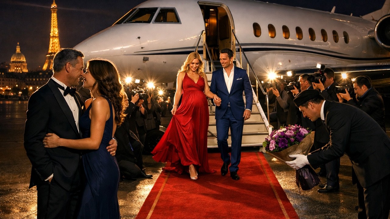 Il Amène Sa Maîtresse Sur Le Tapis Rouge — Les Flashs Quand L’Ex-Femme Descend Du Jet D’Milliardaire