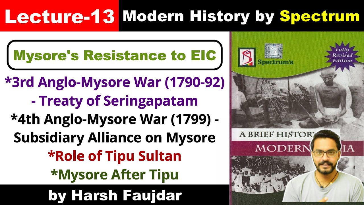 H13- 3rd & 4th Anglo-Mysore War, Treaty of Seringapatam, Tipu Sultan's Role |Spectrum Modern History