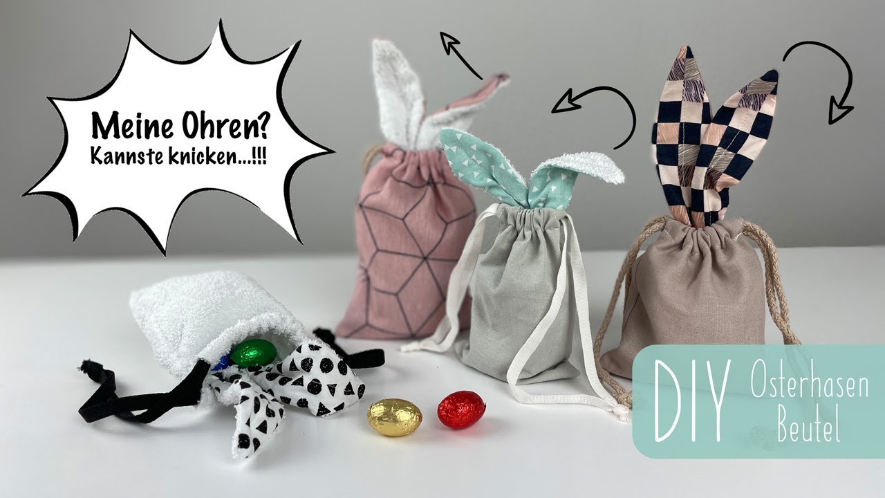 DIY Stoffhäschen Beutel mit Drahtohren nähen | einfacher Stoffbeutel | Ostergeschenk