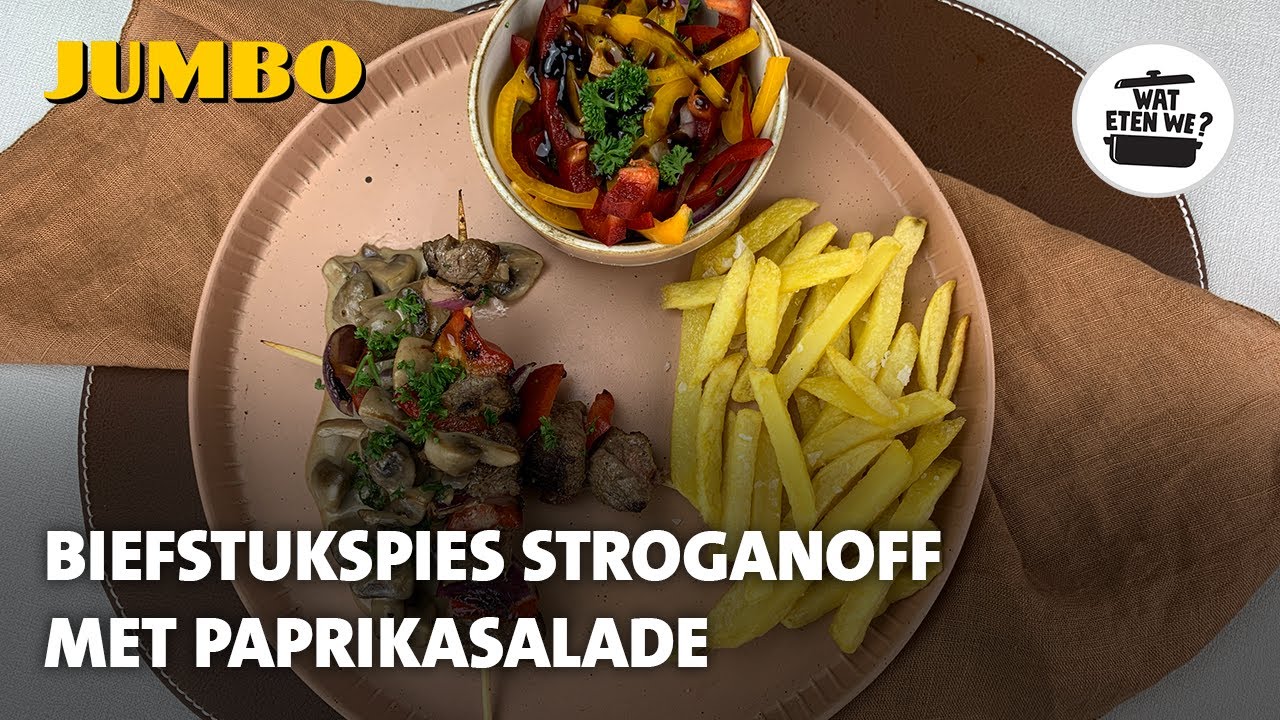 Wat eten we? Biefstukspies stroganoff met paprikasalade
