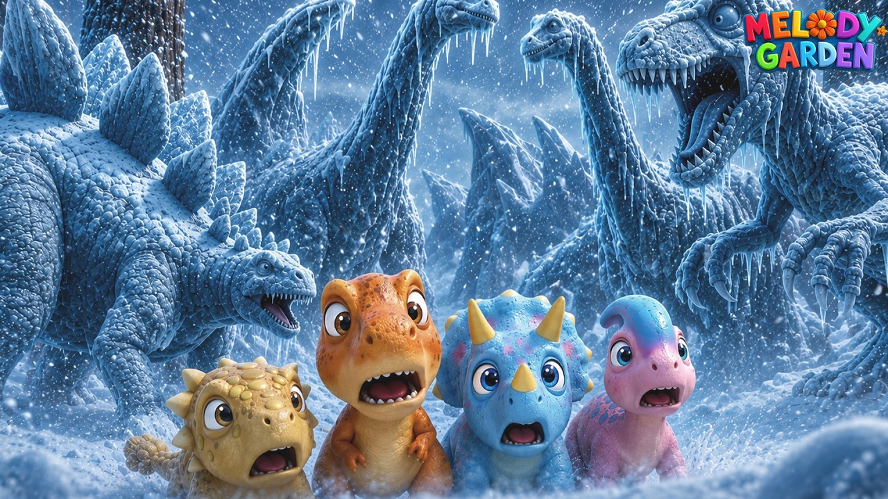 Everyone Is Frozen! Baby Dinos Must Save the Village! - Nursery Rhymes & Kids Songs - Melody Garden