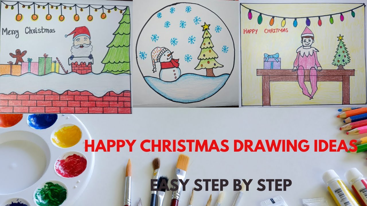 Happy Christmas 2025 drawing ideas, How to draw easy Christmas drawing | Christmas drawing easy|