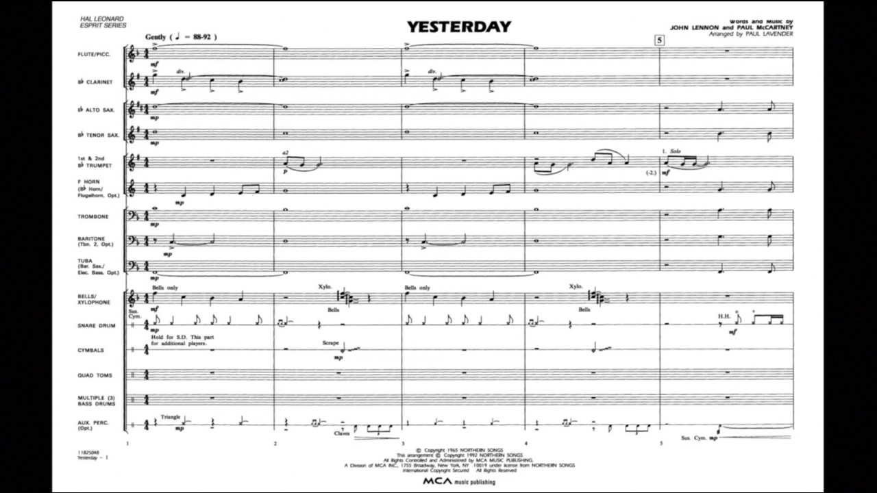 Yesterday by John Lennon and Paul McCartney/arr. Paul Lavender