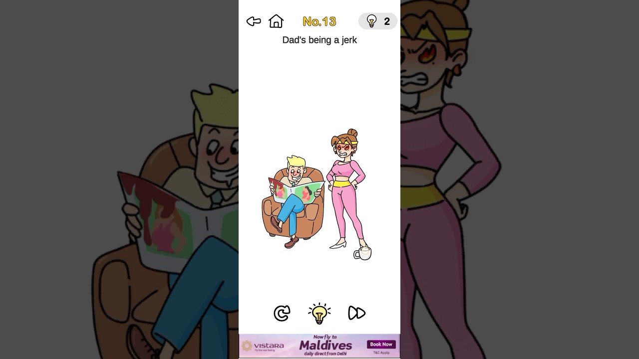 brain out level 13  (Dad's being a jerk) walkthrough #braingameplay