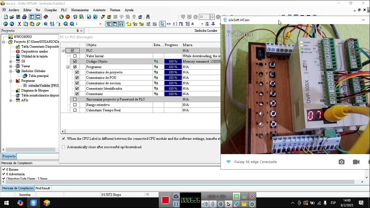 Básico con PLC DELTA DVP-10SX. Probando entradas y salidas