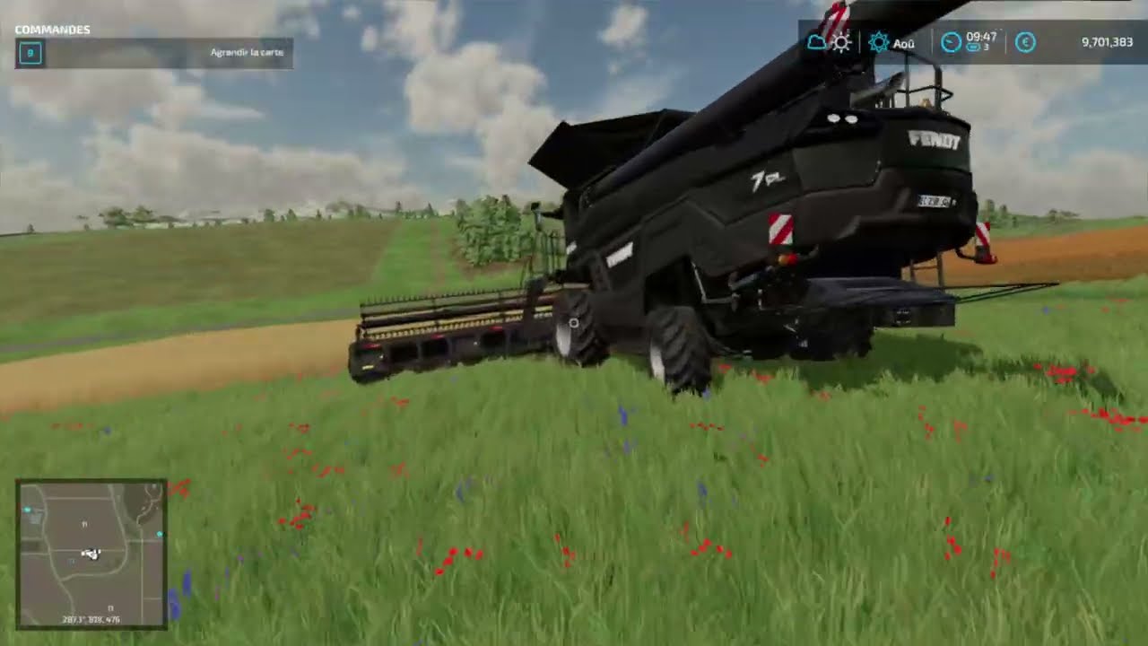 FS 22 je vais moissonner avec ma nouvelle machine 