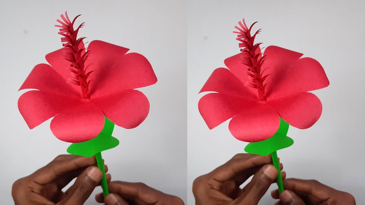Paper Hibiscus Flower Making | DIY Hibiscus paper flower || SUNIL CREATION