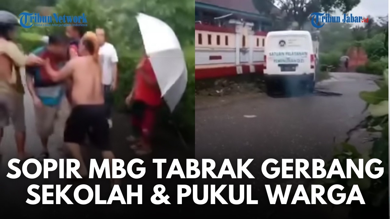 MOBIL MBG UGAL-UGALAN!  Nabrak Gerbang Sekolah, Ditegur Warga Malah Ngamuk di Kebumen