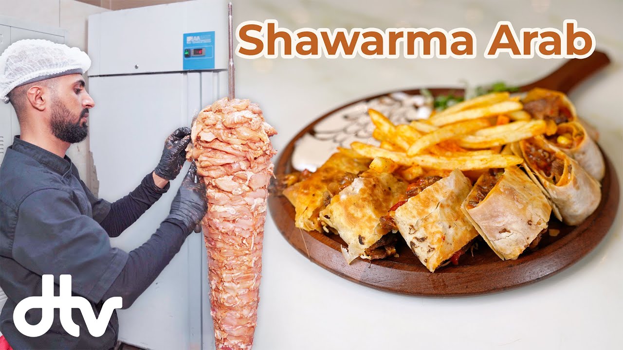 Proses Penuh Buat SHAWARMA Asli Dari Arab. Ayam & Daging Semua HK Tunjuk
