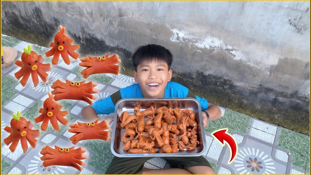 Thử Thách Tạo Hình Xúc Xích Siêu Hài Hước, Bé Lâm Làm Được Bạch Tuộc ???