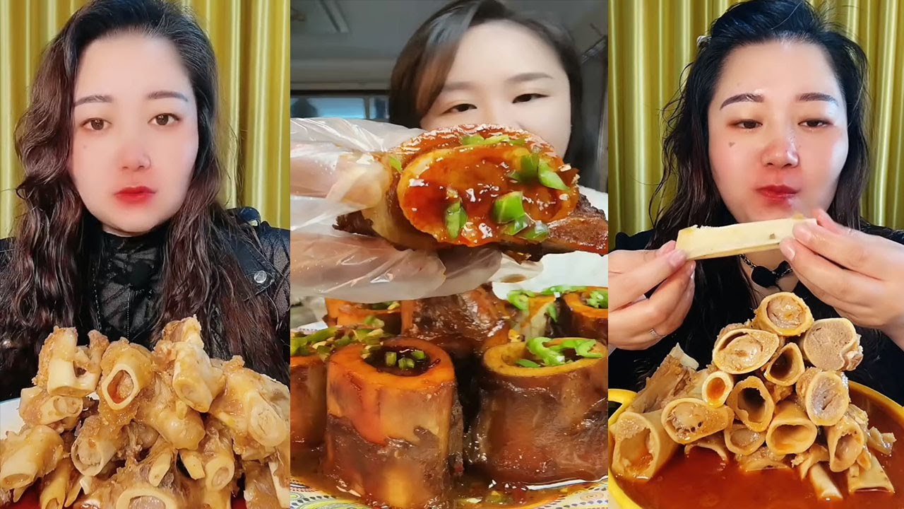 MUKBANG ASMR Eating roasted big bone marrow so yummy