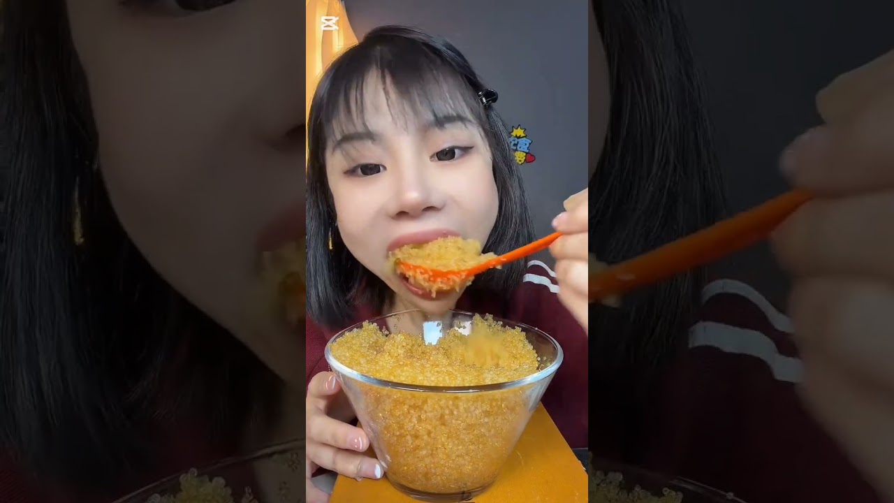 ASMR voice control eating sound colorful crunchy tobiko eggs #fyp 