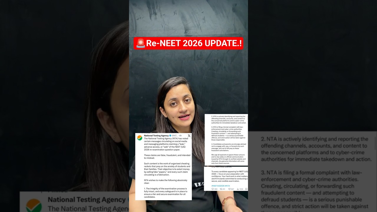 NTA's LATEST TWEET 🚨 NO PAPER LEAK! 🔥 Big Update for RE-NEET 2026 Aspirants