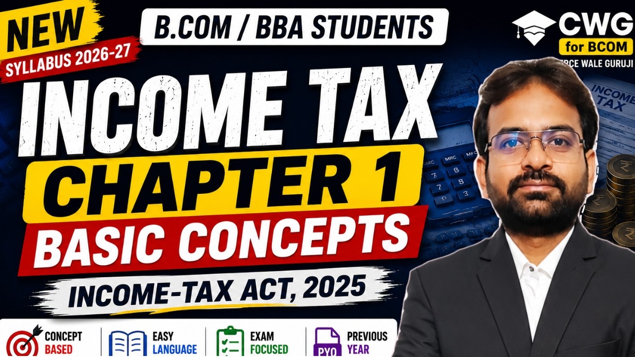 Income Tax Chapter 1 Basic Concepts | Income Tax Act, 2025 | BCOM/BBA | CWG for BCOM